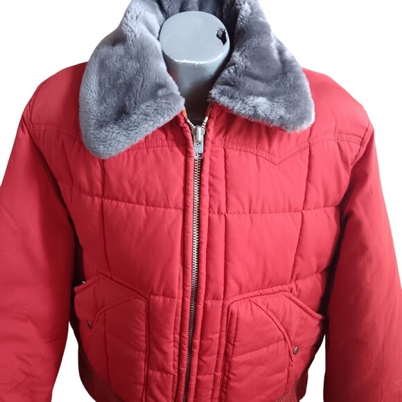 Vintage Men's XL Puffer Jacket 1980's USA Rancher Western Bomber Rusty Red - Picture 1 of 6